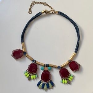 Burgundy jewel statement necklace by J. Crew